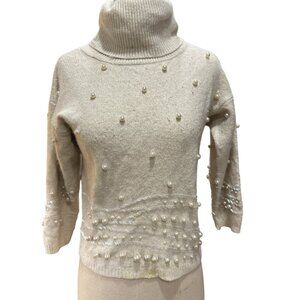 Vintage Eminent Silk/Wool Blend Embellished Turtleneck Sweater – Size Medium